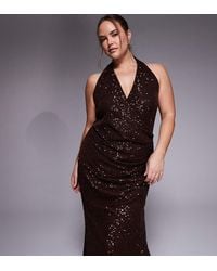 ASOS - Asos Design Curve All Over Sequin Plunge Maxi Dress - Lyst