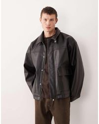 ASOS - Harrington Jack Met Vintage Leerlook - Lyst