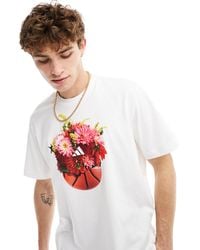 adidas Originals - Adidas Basketball Floral Graphic Short Sleeve T-shirt - Lyst