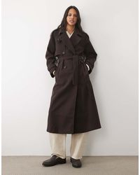 New Look - Belted Longline Coat With Funnel Neck - Lyst