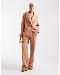Vero Moda - Pantalon d'ensemble habillé large à chevrons - moka - Lyst