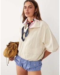 Mango - Starring Hailey Bieber Funnel Neck Zip Up Bomber Jacket - Lyst