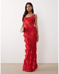Miss Selfridge - Beach Asymmetric Ruffle Low Back Maxi Dress - Lyst