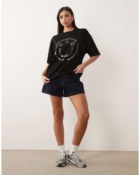 HUGO - Oversized Glitter Gel Logo T-Shirt - Lyst