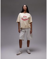 TOPSHOP - T-shirt en jersey à imprimé los angeles - taupe - Lyst