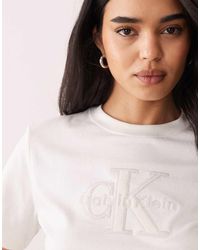 Calvin Klein - Monologo Embroidered Boxy Fit T-Shirt - Lyst