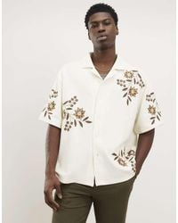 River Island - Regular Fit Floral Textured Shirt - Lyst