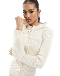 Fashionkilla - Knitted Zip Through Hoodie Jumper Co-ord - Lyst