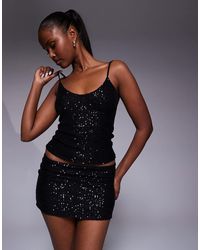 Fashionkilla - Mini-jupe ultra courte d'ensemble à sequins - Lyst