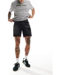 ASOS - Mid Length Slim Denim Shorts With Rips - Lyst