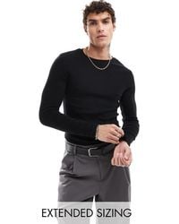 ASOS - Essential Muscle Fit Long Sleeve Rib T-shirt - Lyst