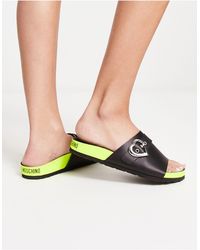 Love Moschino Diamante Heart Slider in Black | Lyst UK