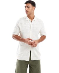 Threadbare - Cotton Rich Textured Knitted Button Down Shirt - Lyst