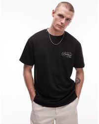 TOPMAN - Oversized Fit Textured T-shirt With Embroidery - Lyst