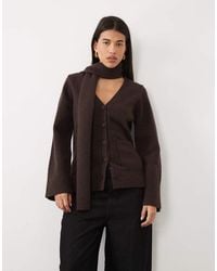 Pretty Lavish - Knit Scarf Detail Cardigan - Lyst
