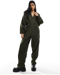 ASOS - Collared Boilersuit With Button Detail Leg - Lyst