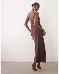 ASOS - Straight Neck Cami Midi Dress With Strappy Back - Lyst