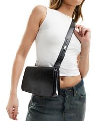 Mango - Leather Cross Front Leather Bag - Lyst
