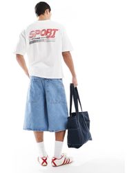 ASOS - Camiseta Blanca De Corte Cuadrado Extragrande Con Estampado Gráfico Deportivo De - Lyst