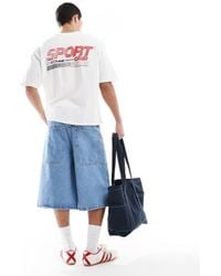 ASOS - T-Shirt Squadrata Oversize Bianca Con Grafica Sportiva - Lyst