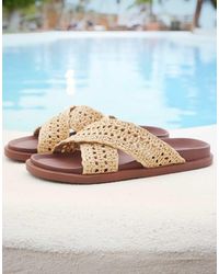 ASOS - Sandali Con Fascette Incrociate Intrecciate Tonalità Naturale - Lyst