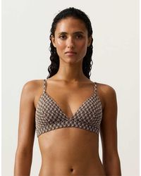Oysho - Floral Jacquard Triangle Bikini Top - Lyst