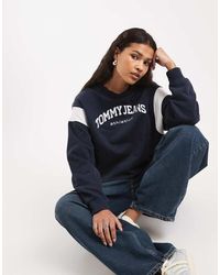 Tommy Hilfiger - Varsity Logo Boxy Fit Crewneck Sweatshirt - Lyst
