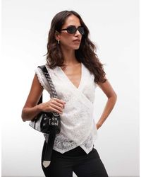 AllSaints - Sleeveless Lace Wrap Top - Lyst