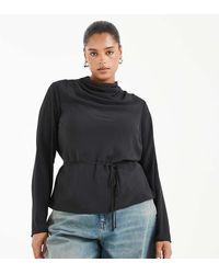 ASOS - Asos Design Curve Cowl Neck Tie Waist Blouse - Lyst
