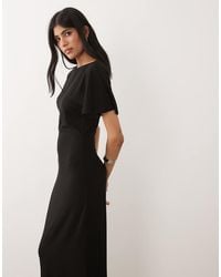 ASOS - Cinch Waist Angle Sleeve Miadaxi Dress With V Back Detail - Lyst