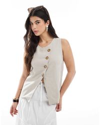 ASOS - Linen Look Asymmetric Button Front Waistcoat - Lyst