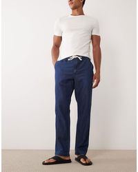 Mango - Pantalon aspect denim en lin mélangé avec cordon - Lyst