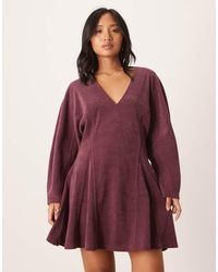ASOS - Asos Design Petite Cocoon Sleeve Cord Mini Dress - Lyst