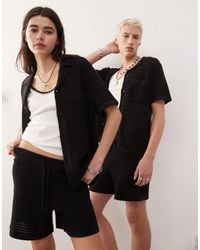 Reclaimed (vintage) - – schwarzes festival-hemd aus strick - Lyst