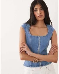 Miss Selfridge - Denim Corset Top - Lyst