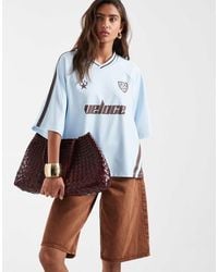 ASOS - Oversized V Neck Football T-Shirt With Graphic - Lyst
