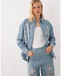 Ghospell - Rox Floral Broderie Detail Long Sleeve Shirt Co-ord - Lyst