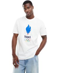 Le Coq Sportif - T-shirt bianca con stampa della squadra francia 2024 - Lyst