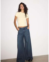 Stradivarius - T-Shirt Basic A Maniche Corte Con Scollo Rotondo Pastello - Lyst