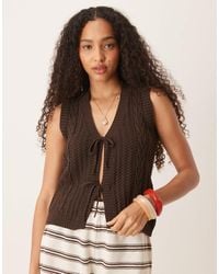 ASOS - Cable Knitted Tie Front Vest - Lyst