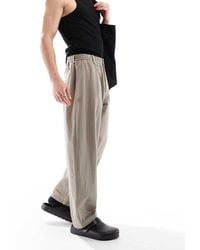 Bershka - Linen Balloon Tailored Trousers - Lyst