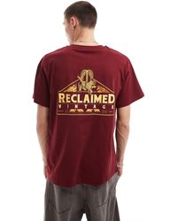 Reclaimed (vintage) - T-shirt oversize color bordeaux con stampa del logo e leopardo sul retro - Lyst