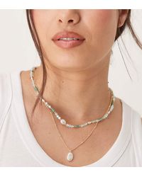 ASOS - Asos Design Curve Multi-row Necklace With Beads And Faux Pearl Pendants - Lyst
