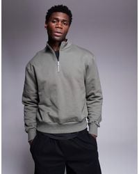 ASOS - Premium Heavyweight Boxy Oversized Quarter Zip Sweatshirt 400gsm - Lyst