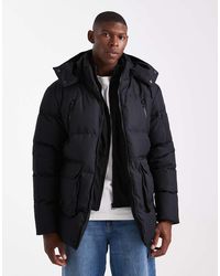 Brave Soul - Hooded Puffer Coat With Pocket Front Detail - Lyst