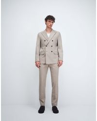 SELECTED - Pantalones De Traje Beis De Corte Slim Con Raya Diplomática De -Blanco - Lyst
