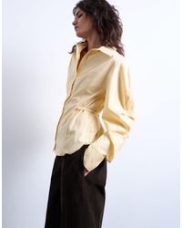 TOPSHOP - Tie Back Waist Long Sleeve Shirt - Lyst
