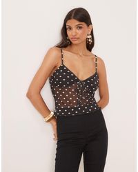 ASOS - – gepunktetes camisole-top aus netzstoff mit körbchen - Lyst