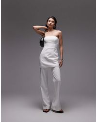 Mango - Tuta Jumpsuit A Fascia Bianca Stratificata - Lyst