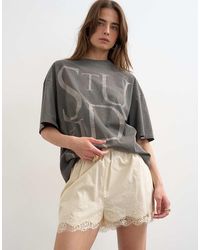TOPSHOP - Crinkle Lace Trim Short - Lyst